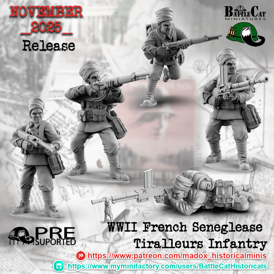 WW2 French Seneglease Tiralleurs Infantry | Battlecat 28mm Historical Wargaming Miniatures Role Playing Miniatures