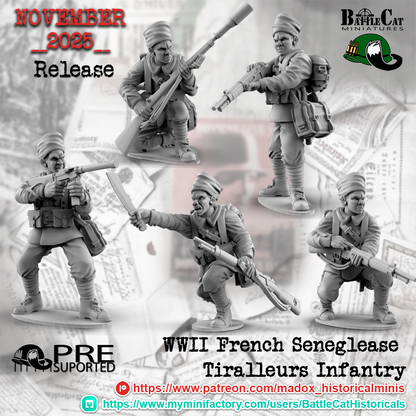 WW2 French Seneglease Tiralleurs Infantry | Battlecat 28mm Historical Wargaming Miniatures Role Playing Miniatures