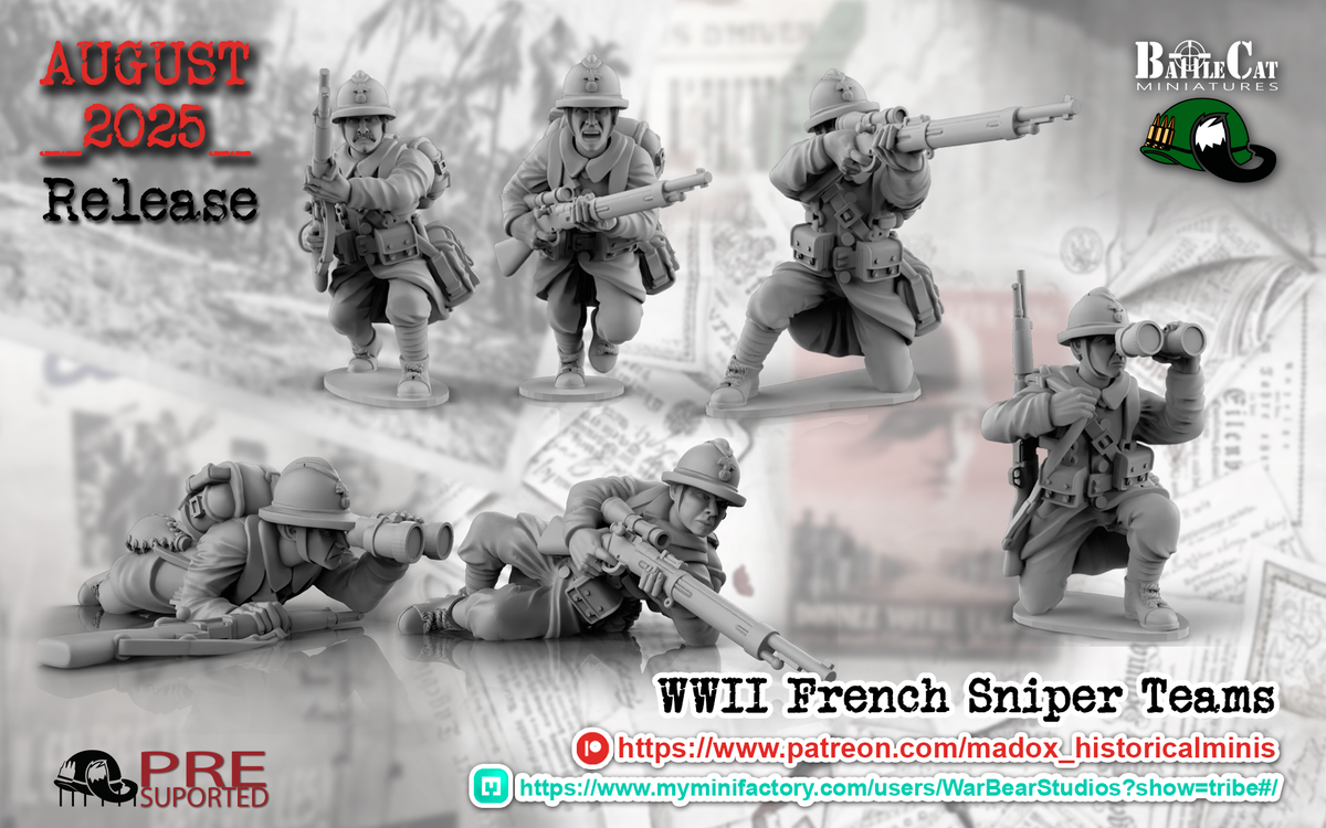 WW2 French Sniper Teams | Battlecat 28mm Historical Wargaming Miniatures Role Playing Miniatures
