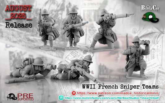 WW2 French Sniper Teams | Battlecat 28mm Historical Wargaming Miniatures Role Playing Miniatures