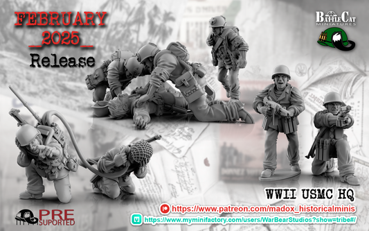 WW2 Pacific USMC HQ | Battlecat 28mm Historical Wargaming Miniatures Role Playing Miniatures