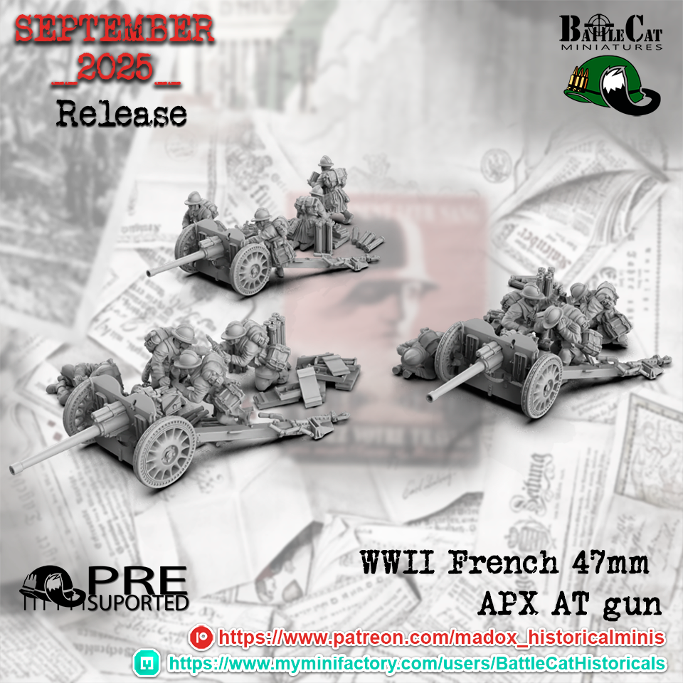 WW2 French 47mm APX Gun Teams | Battlecat 28mm Historical Wargaming Miniatures Role Playing Miniatures