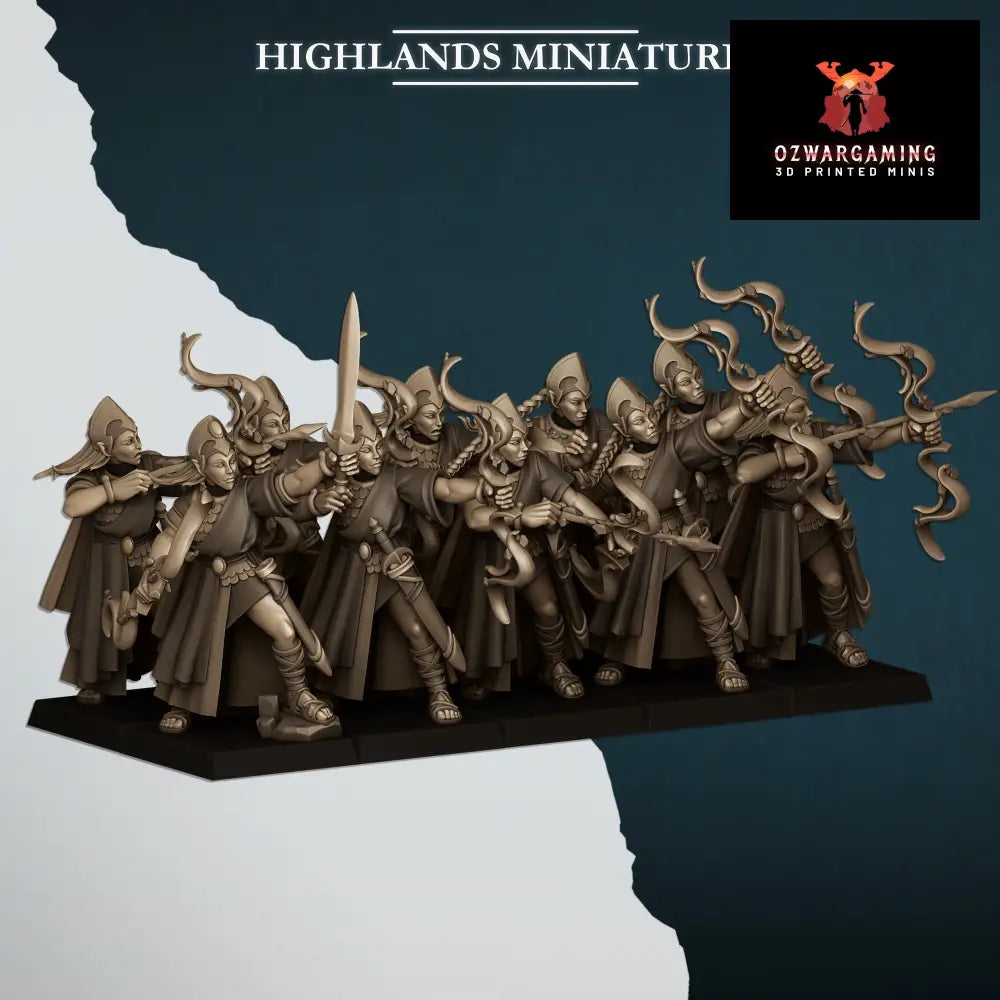 Aegean Elves Maiden Archers | Highlands Miniatures 28/32mm Fantasy Wargaming Miniatures Role Playing Miniatures