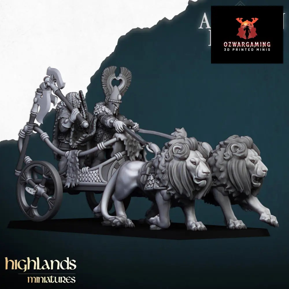 Aegean Elves Nemean Lion Chariot | Highlands Miniatures 28/32mm Fantasy Wargaming Miniatures Role Playing Miniatures