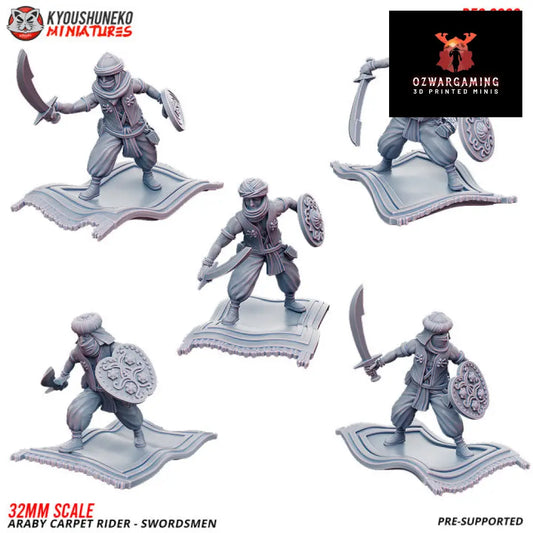 Araby Carpet Rider Swordsmen | Kyoushuneko 28/32mm Fantasy Wargaming Miniatures Role Playing Miniatures