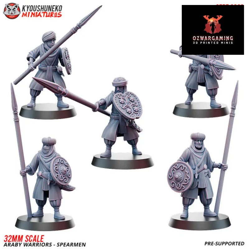 Araby Spearmen | Kyoushuneko 28/32mm Fantasy Wargaming Miniatures Role Playing Miniatures