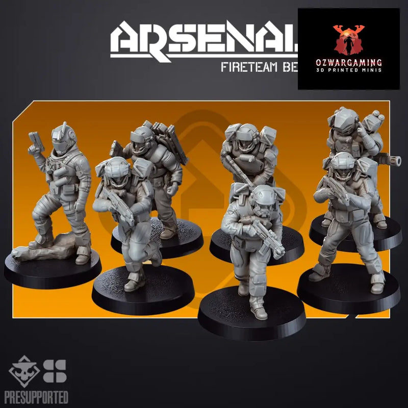 ARSENAL INFANTRY: Fireteam Beta | Skullforge Studios 32mm Wargaming Miniatures Role Playing Miniatures
