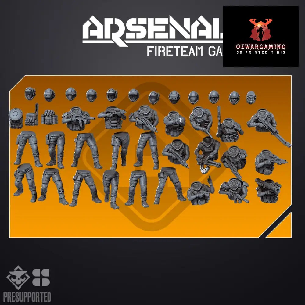 ARSENAL INFANTRY: Fireteam Gamma | Skullforge Studios 32mm Wargaming Miniatures Role Playing Miniatures