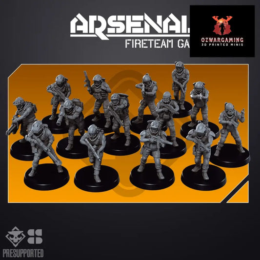 ARSENAL INFANTRY: Fireteam Gamma | Skullforge Studios 32mm Wargaming Miniatures Role Playing Miniatures