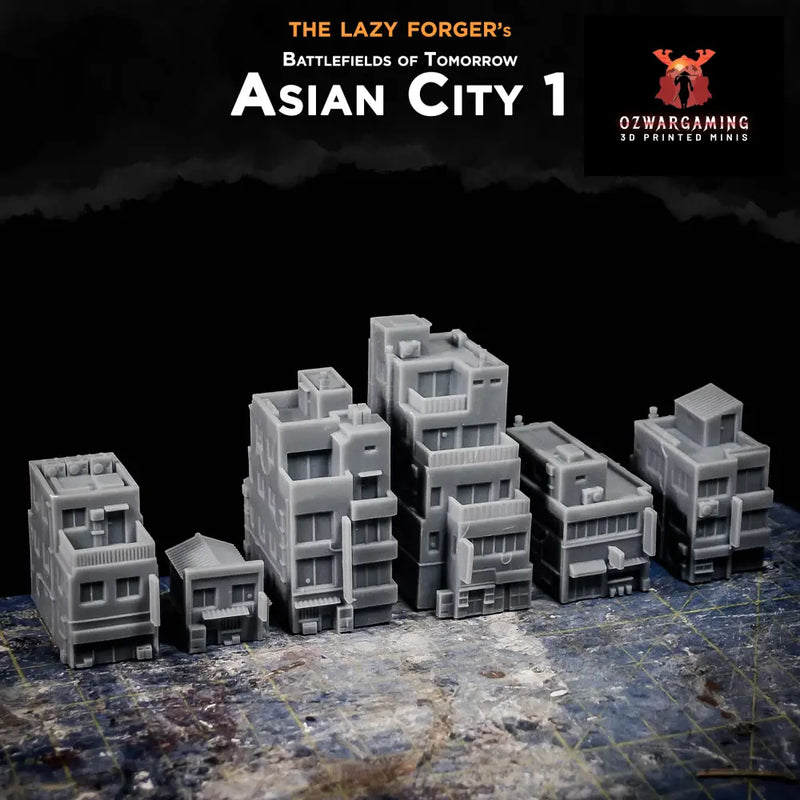 Asian City 1 | The Lazy Forger 6-8mm Sci Fi Wargaming Terrain Role Playing Miniatures