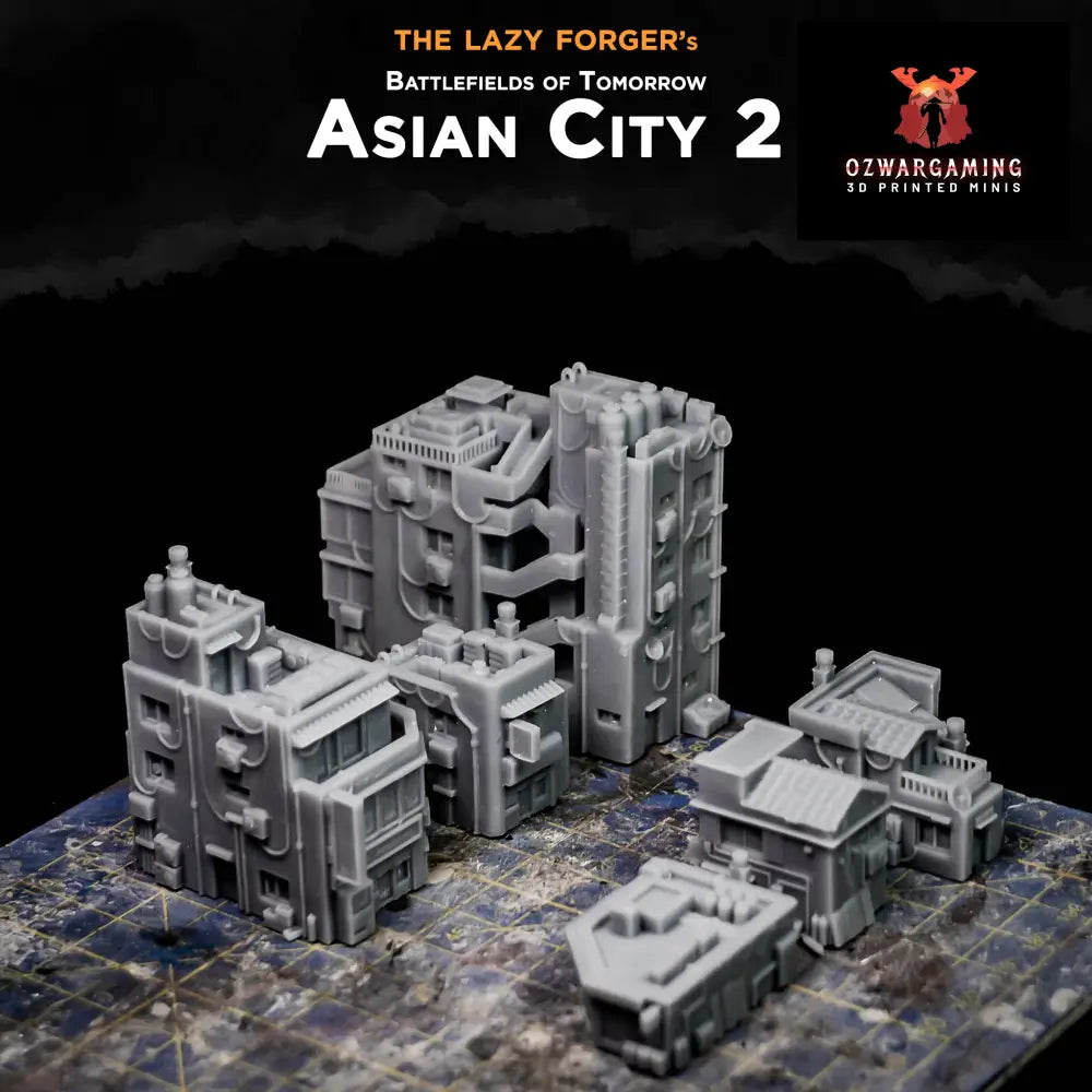 Asian City Mega Pack | The Lazy Forger 6-8mm Sci Fi Wargaming Terrain Role Playing Miniatures