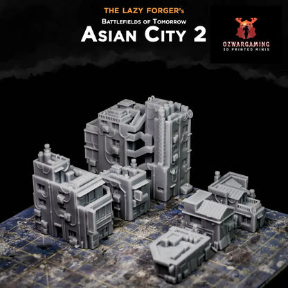 Asian City Mega Pack | The Lazy Forger 6-8mm Sci Fi Wargaming Terrain Role Playing Miniatures