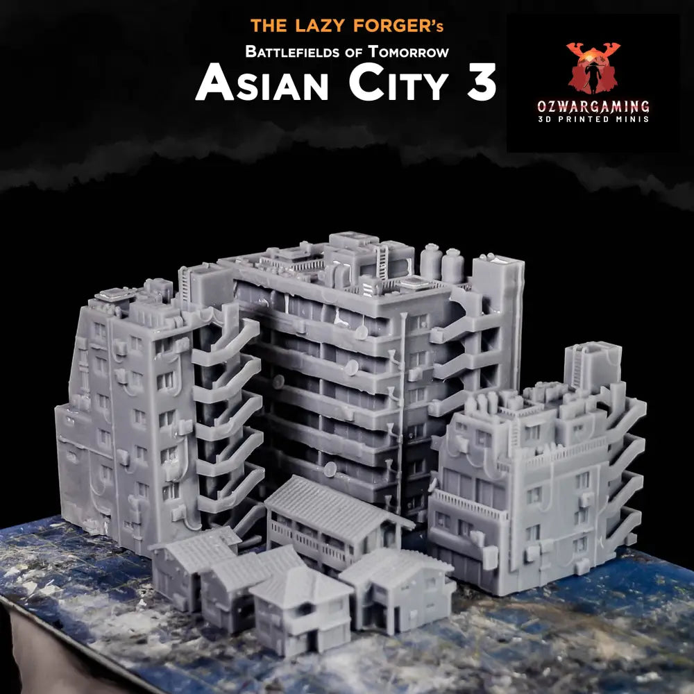 Asian City Mega Pack | The Lazy Forger 6-8mm Sci Fi Wargaming Terrain Role Playing Miniatures