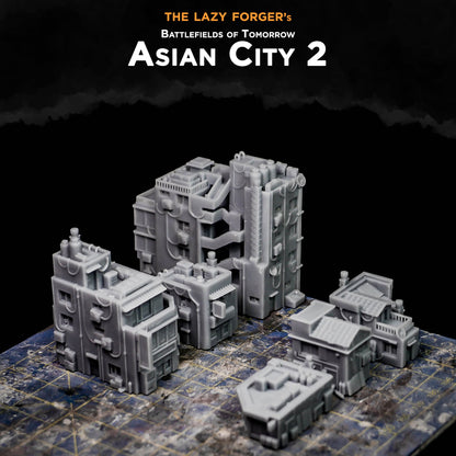 Asian City Mega Pack | The Lazy Forger 6-8mm Sci Fi Wargaming Terrain Role Playing Miniatures