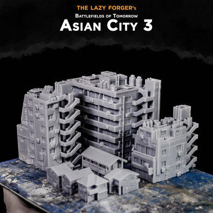 Asian City Mega Pack | The Lazy Forger 6-8mm Sci Fi Wargaming Terrain Role Playing Miniatures