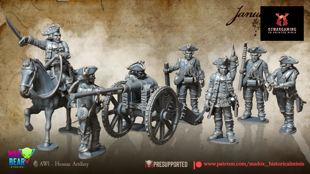 AWI Hessian Artillery | Warbear Studios 28mm Historical Wargaming Miniatures Role Playing Miniatures