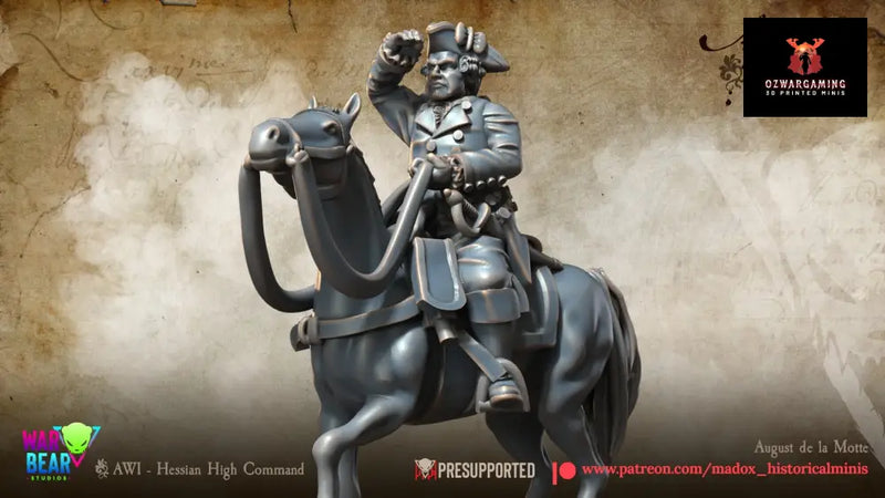 AWI Hessian August de la Motte | Warbear Studios 28mm Historical Wargaming Miniatures Role Playing Miniatures