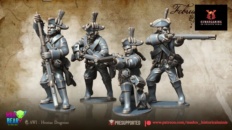 AWI Hessian Dragoons Dismounted | Warbear Studios 28mm Historical Wargaming Miniatures Role Playing Miniatures