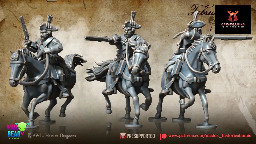 AWI Hessian Dragoons Mounted | Warbear Studios 28mm Historical Wargaming Miniatures Role Playing Miniatures