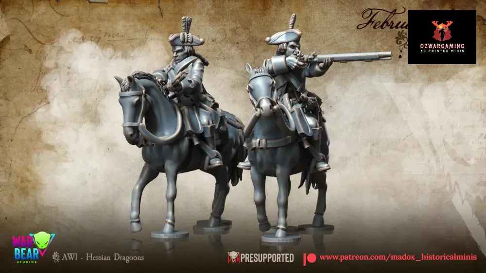 AWI Hessian Dragoons Mounted | Warbear Studios 28mm Historical Wargaming Miniatures Role Playing Miniatures
