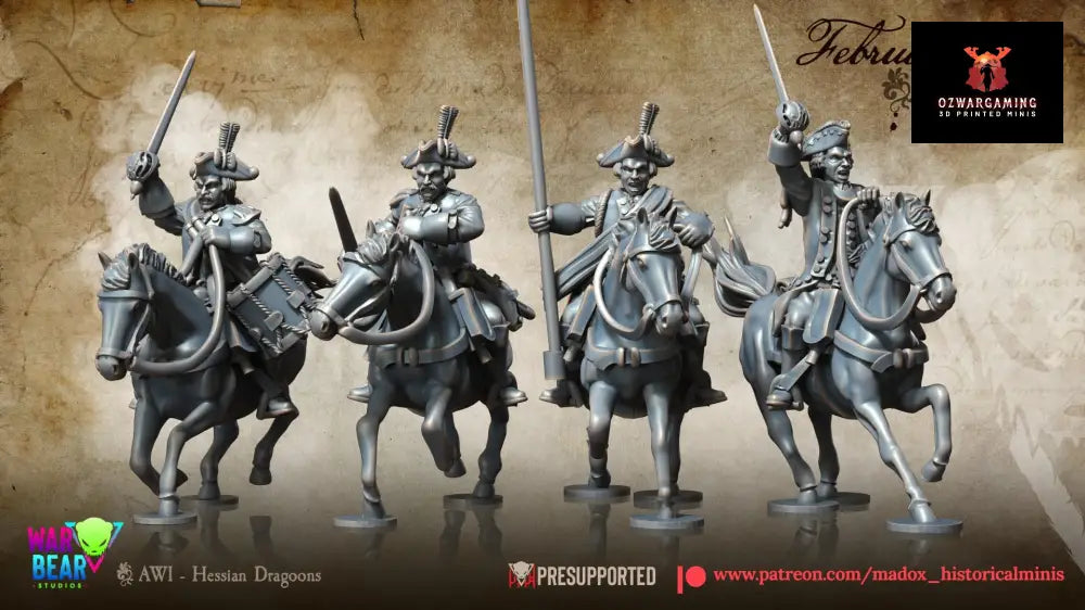 AWI Hessian Dragoons Mounted | Warbear Studios 28mm Historical Wargaming Miniatures Role Playing Miniatures