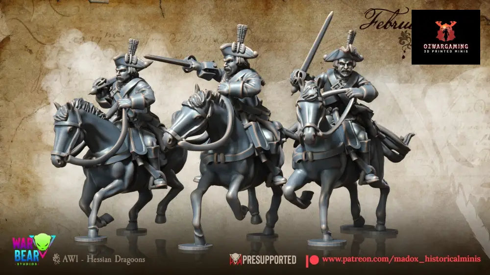AWI Hessian Dragoons Mounted | Warbear Studios 28mm Historical Wargaming Miniatures Role Playing Miniatures