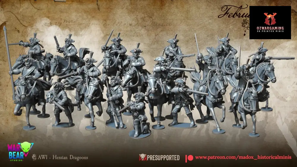 AWI Hessian Dragoons Pack | Warbear Studios 28mm Historical Wargaming Miniatures Role Playing Miniatures