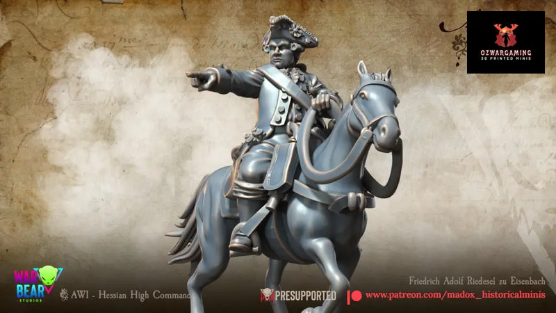 AWI Hessian Friedrich Adolf Riedesel Freiherr zu Eisenbach | Warbear Studios 28mm Historical Wargaming Miniatures Role