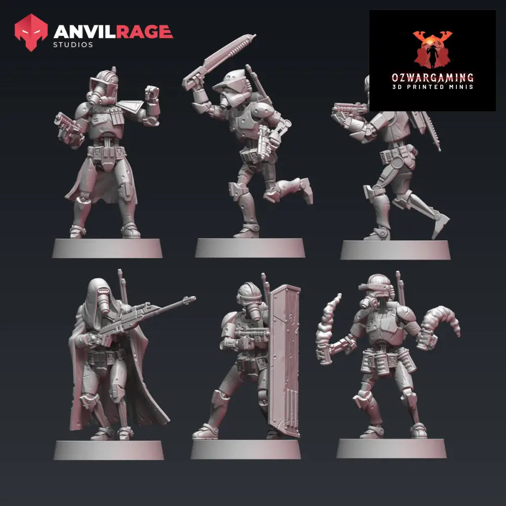B1000 Commando Droids | Anvilrage Galactic SciFi Miniatures 32mm 1/47 Legion Scale Role Playing Miniatures