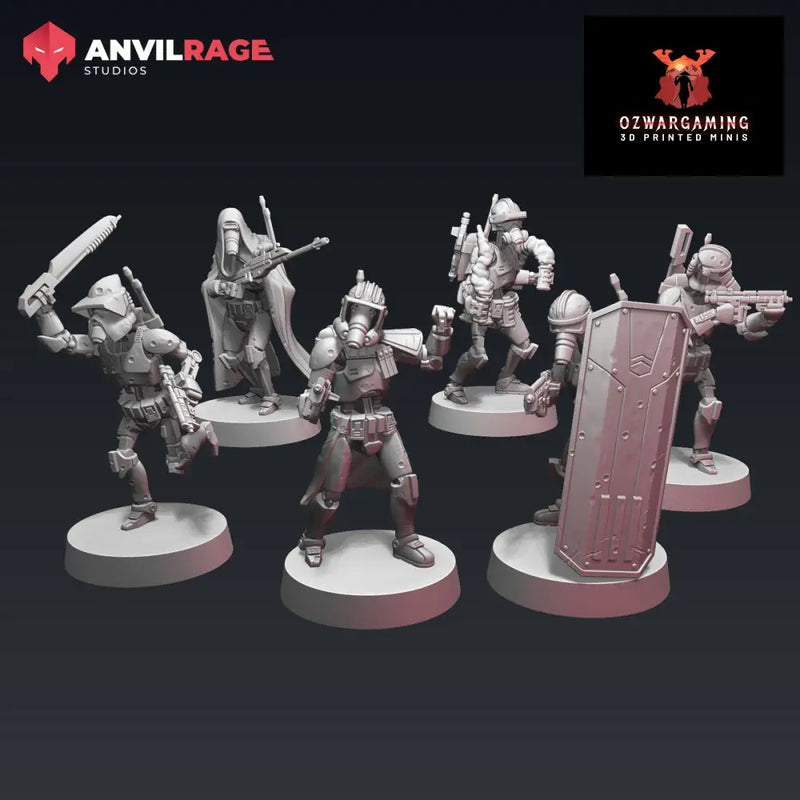 B1000 Commando Droids | Anvilrage Galactic SciFi Miniatures 32mm 1/47 Legion Scale Role Playing Miniatures