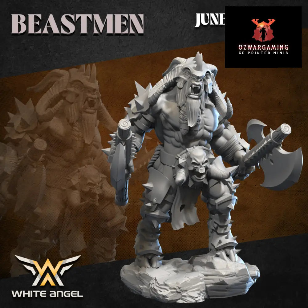 Beastmen Commander Dual Weapons | White Angel 28/32mm Fantasy Wargaming Miniatures