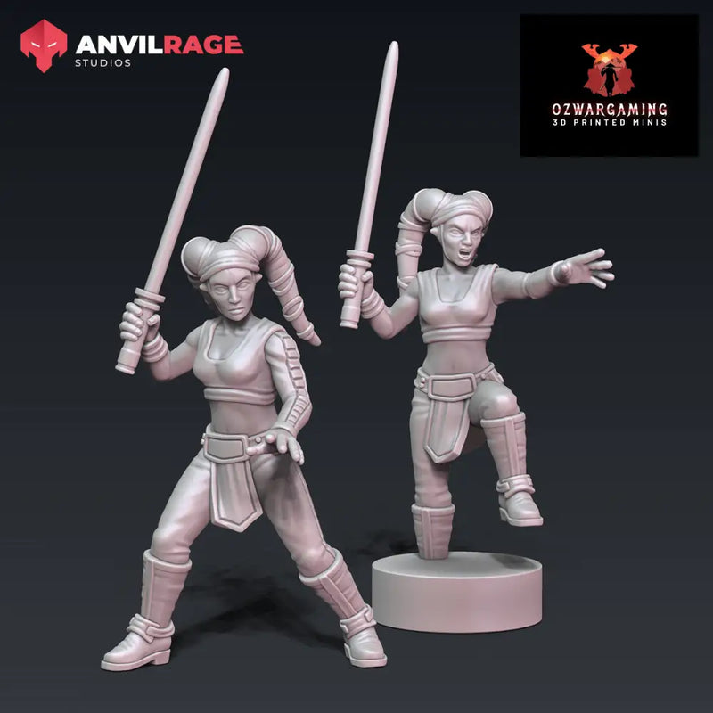 Blue Mistress Foot and Tank Commander | Anvilrage Galactic SciFi Miniatures 32mm 1/47 Legion Scale Role Playing