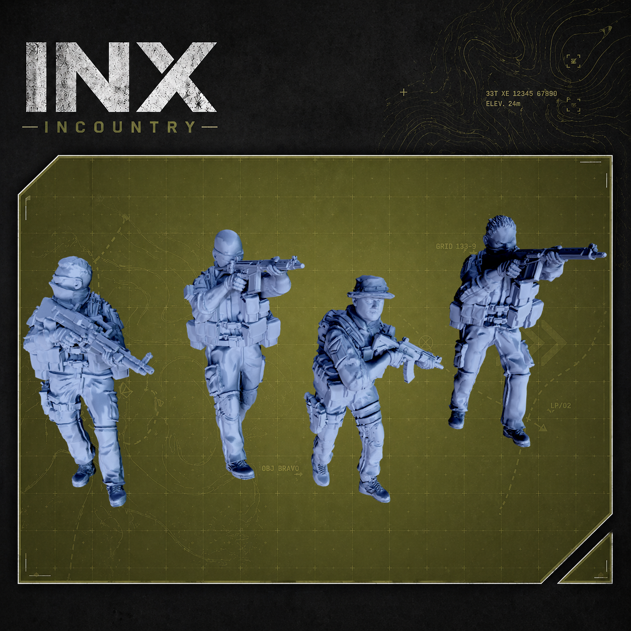 INX Incountry Legacy African Mercs Security Team |  Echo Dark Studios Modern Military Wargaming Miniatures
