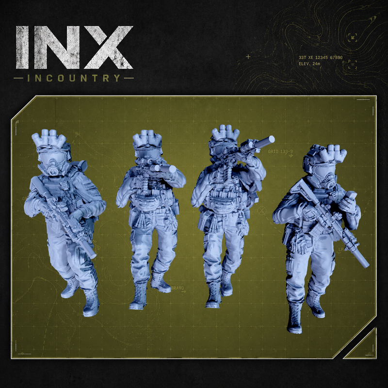 INX Incountry Legacy Containment Fireteam |  Echo Dark Studios Modern Military Wargaming Miniatures