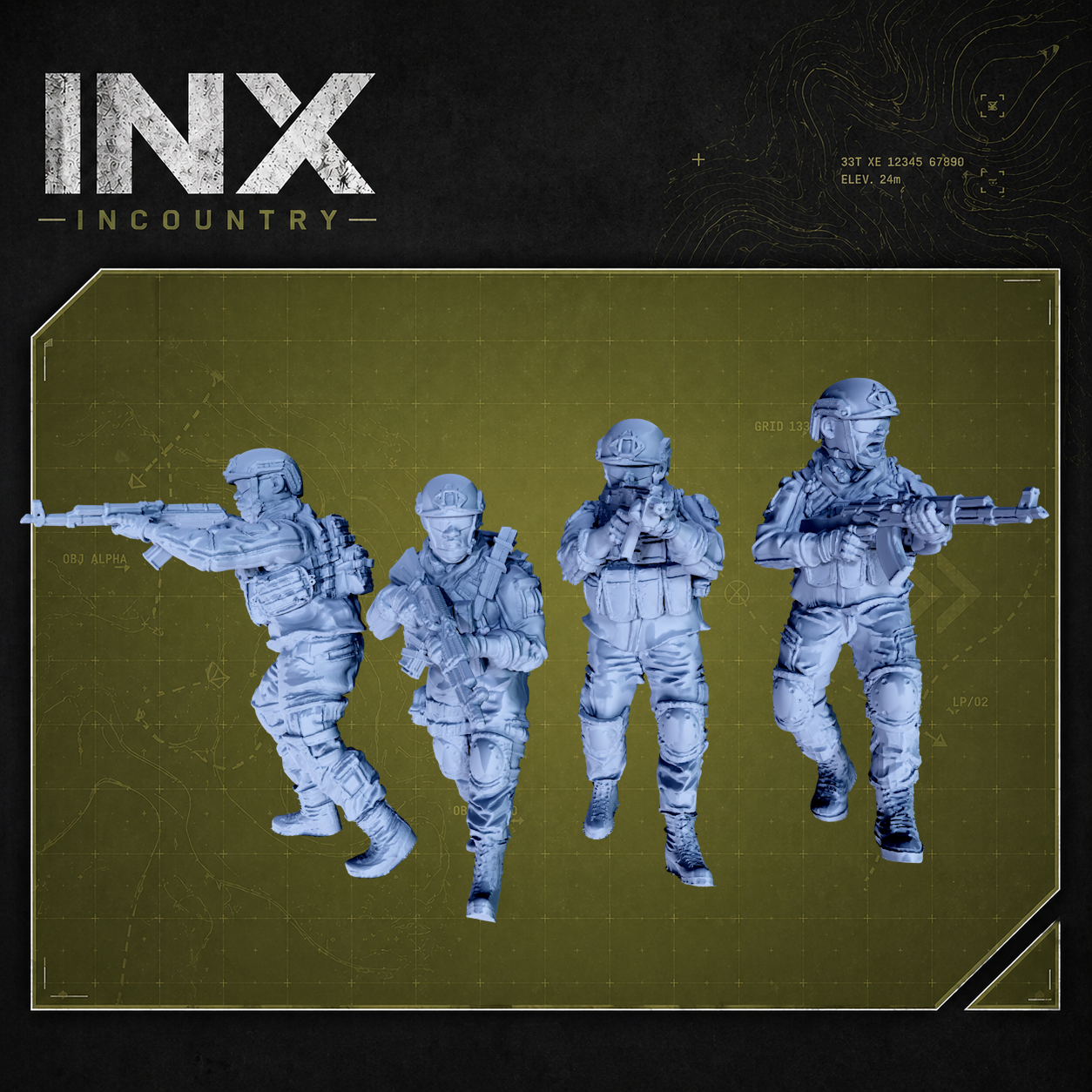 INX Incountry Legacy African Regular Fireteam |  Echo Dark Studios Modern Military Wargaming Miniatures