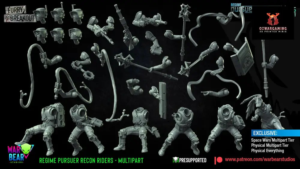 Breakout Regime Pursuer Recon Riders Build Kit | Warbear Studios 28mm SciFi Wargaming Miniatures Role Playing Miniatures