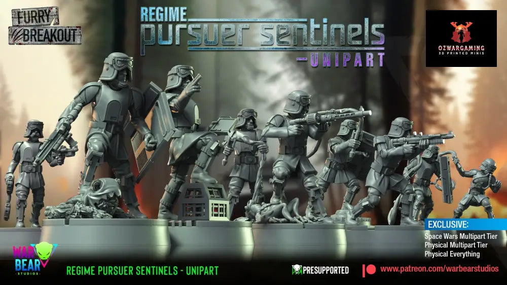 Breakout Regime Pursuer Sentinels Monopose | Warbear Studios 28mm SciFi Wargaming Miniatures Role Playing Miniatures