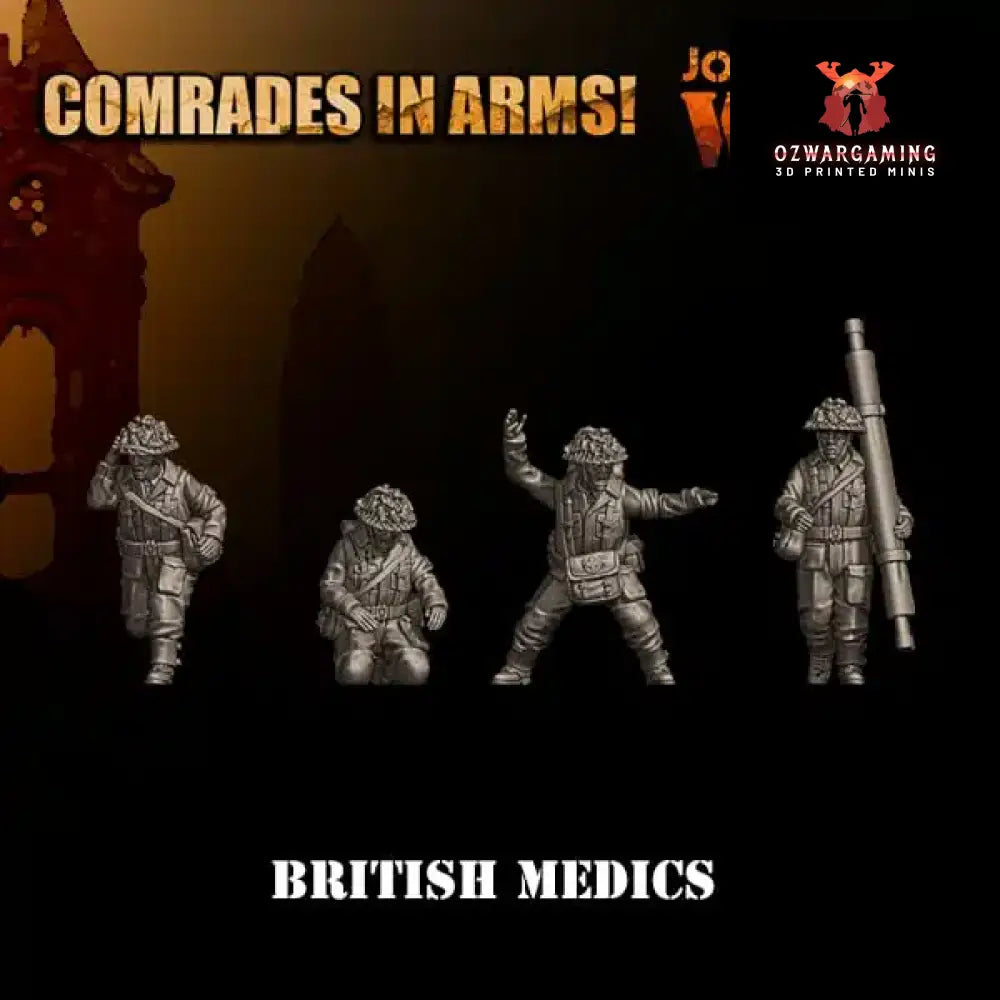 British Army Medics | 3D Breed 28mm WW2 Wargaming Miniatures Role Playing Miniatures