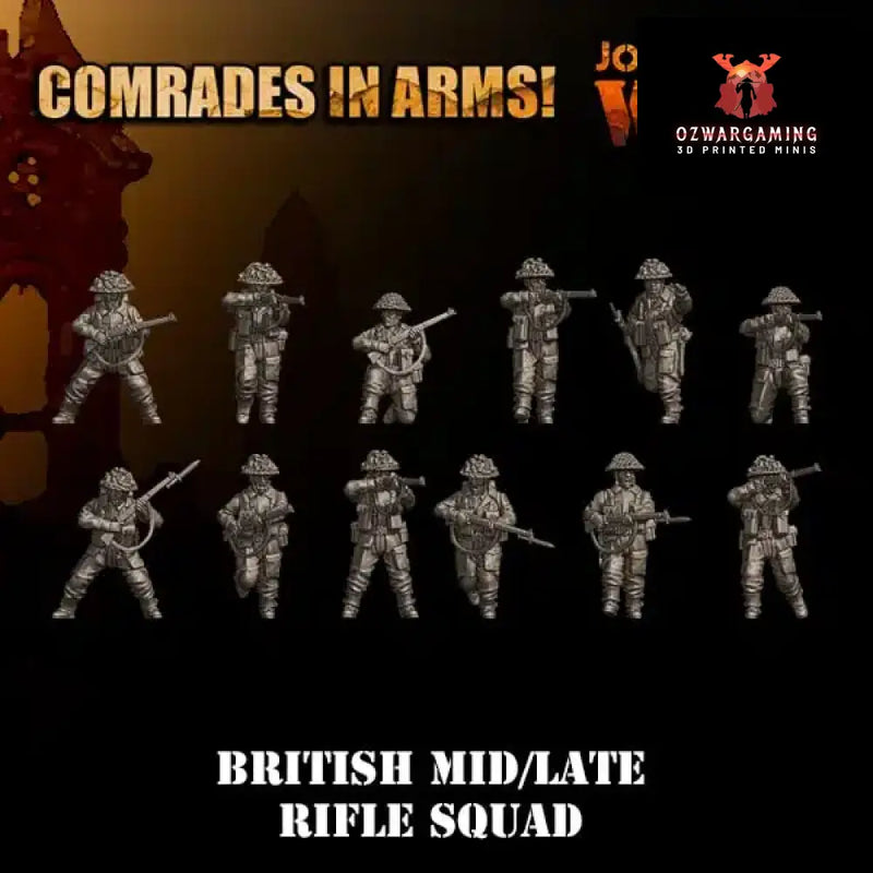 British Army Mid-Late Riflemen | 3D Breed 28mm WW2 Wargaming Miniatures Role Playing Miniatures