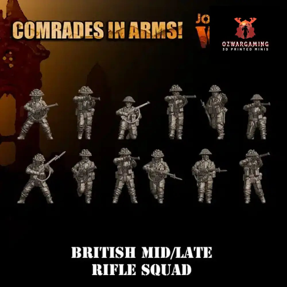 British Army Mid-Late Riflemen | 3D Breed 28mm WW2 Wargaming Miniatures Role Playing Miniatures