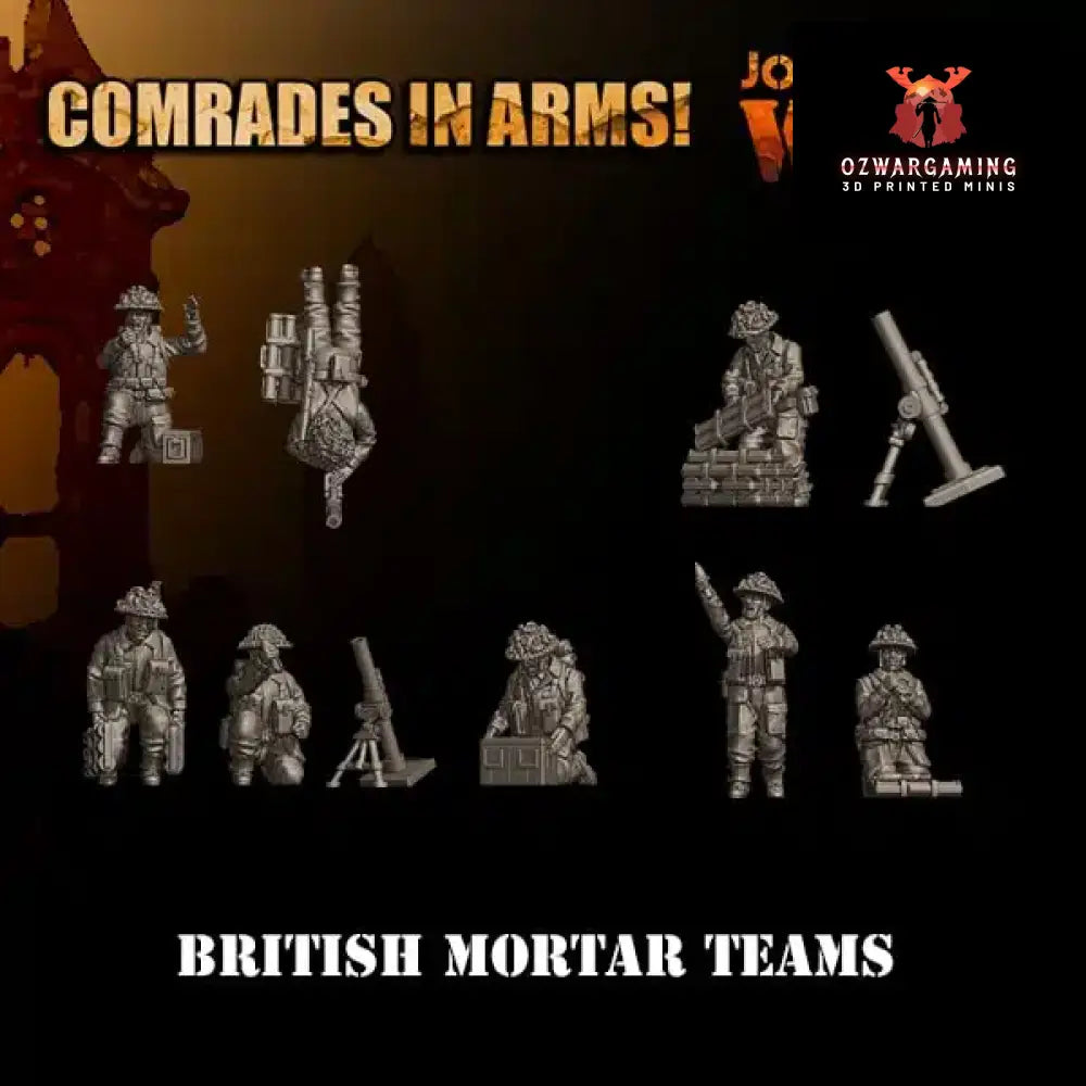British Army Mortar Teams | 3D Breed 28mm WW2 Wargaming Miniatures Role Playing Miniatures