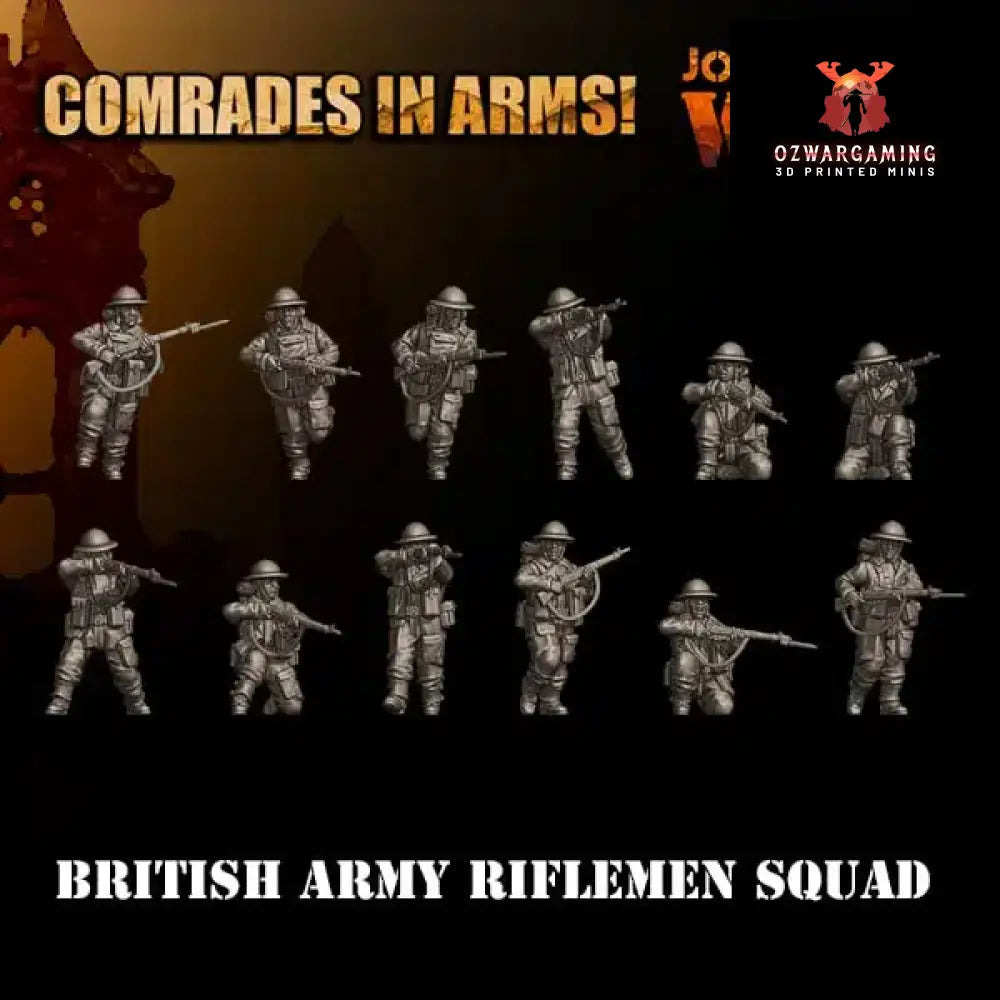 British Army Riflemen | 3D Breed 28mm WW2 Wargaming Miniatures Role Playing Miniatures