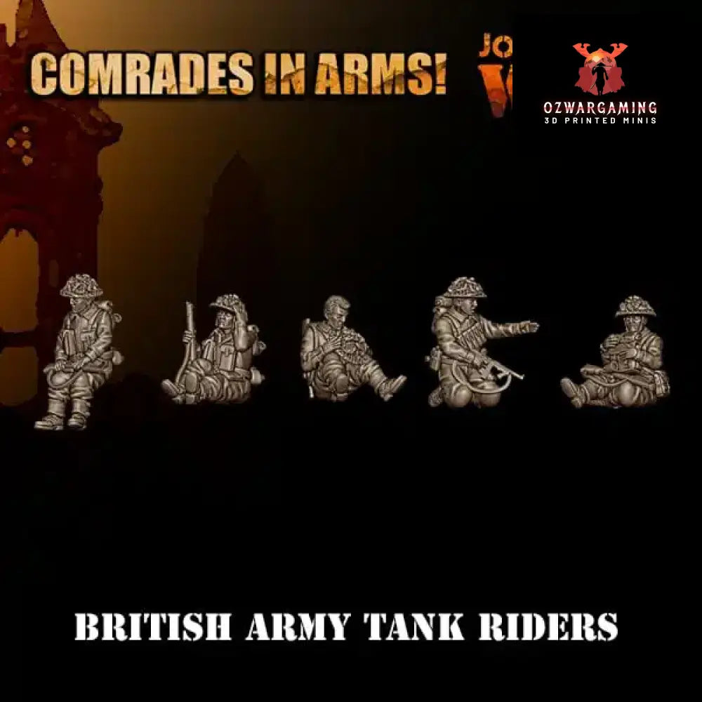 British Army Tank Riders | 3D Breed 28mm WW2 Wargaming Miniatures Role Playing Miniatures