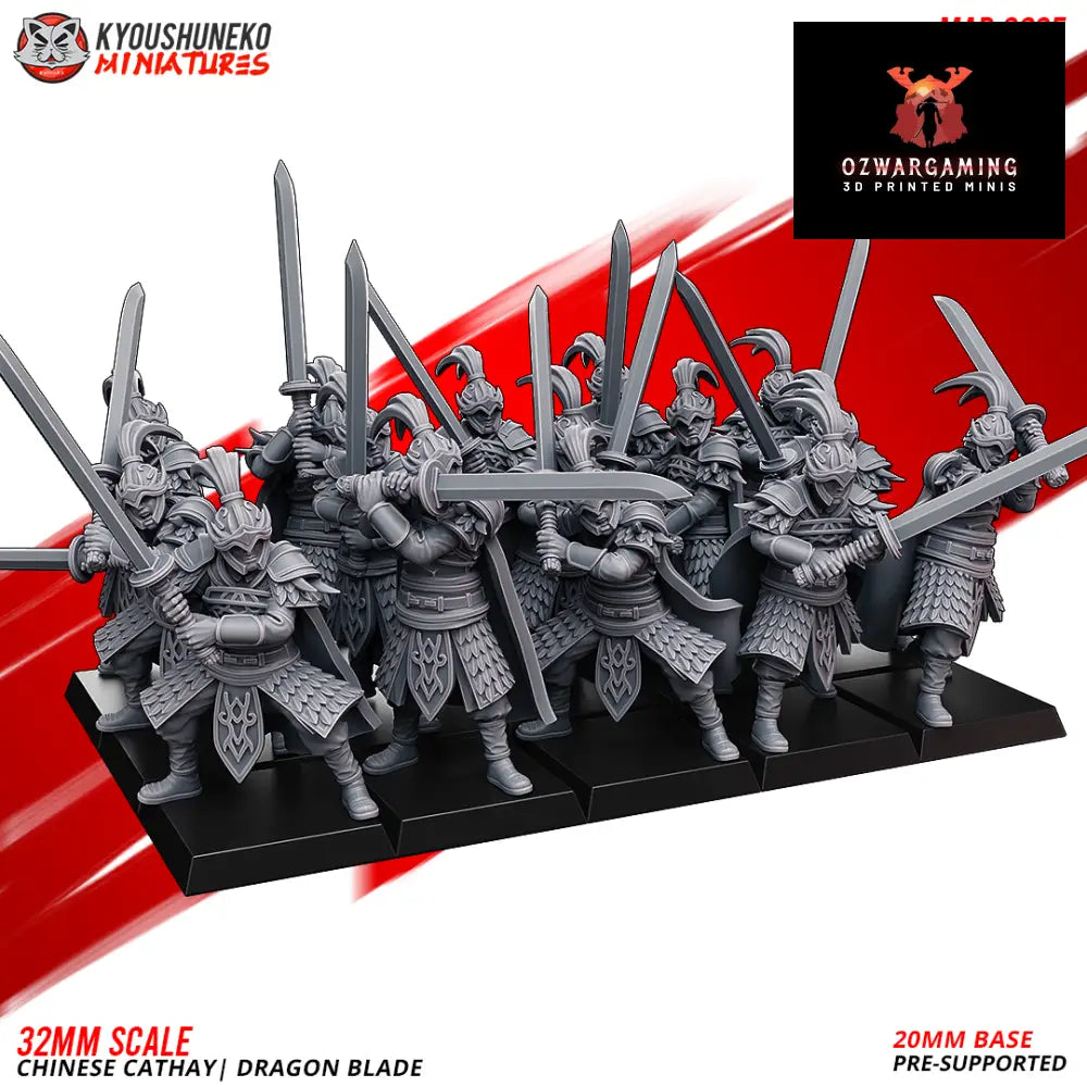 Cathay Dragon Blade Warriors | Kyoushuneko 28/32mm Fantasy Wargaming Miniatures Role Playing Miniatures