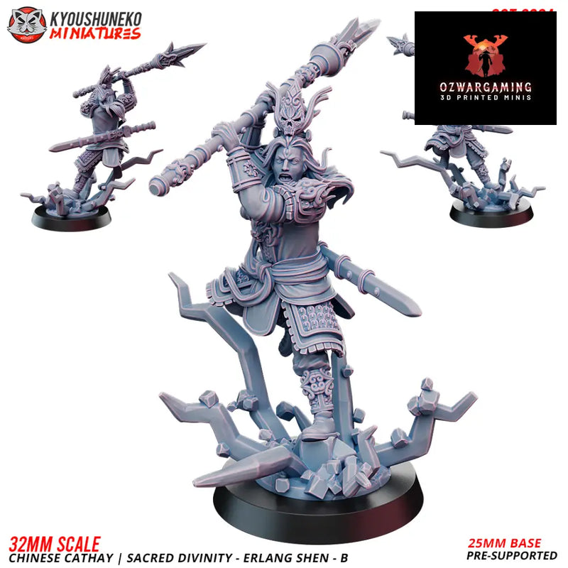 Cathay Erlang Shen B | Kyoushuneko 28/32mm Fantasy Wargaming Miniatures Role Playing Miniatures