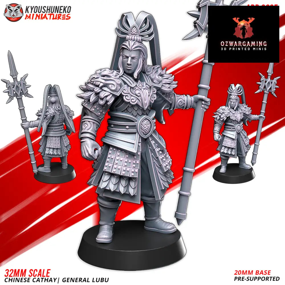 Cathay General Lu Bu | Kyoushuneko 28/32mm Fantasy Wargaming Miniatures Role Playing Miniatures