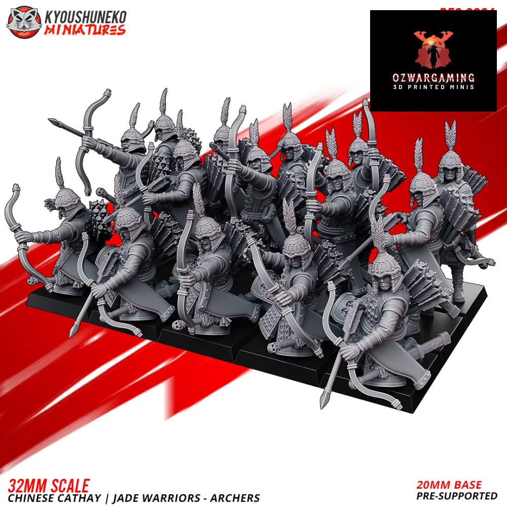 Cathay Jade Warriors Archers | Kyoushuneko 28/32mm Fantasy Wargaming Miniatures Role Playing Miniatures