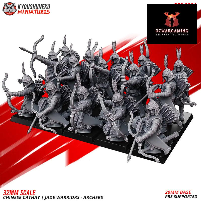 Cathay Jade Warriors Archers | Kyoushuneko 28/32mm Fantasy Wargaming Miniatures Role Playing Miniatures