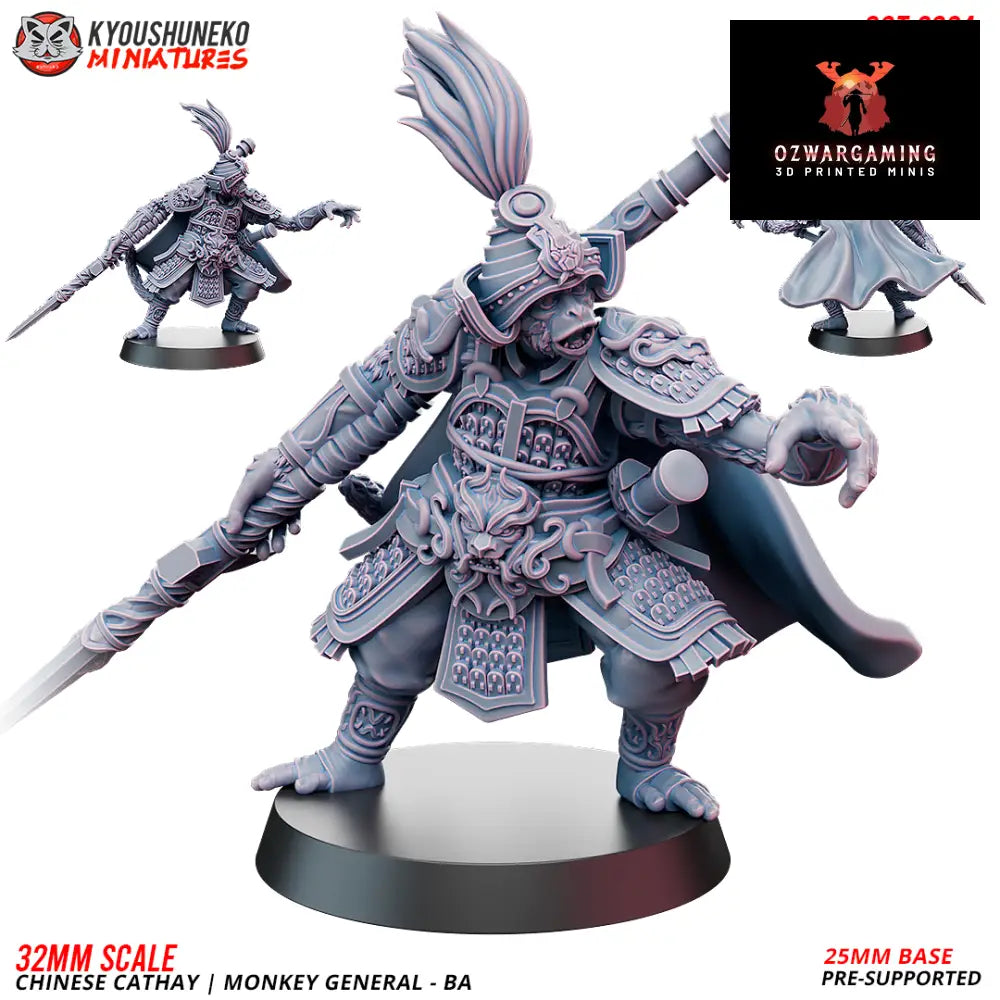 Cathay Monkey General - Ba | Kyoushuneko 28/32mm Fantasy Wargaming Miniatures Role Playing Miniatures