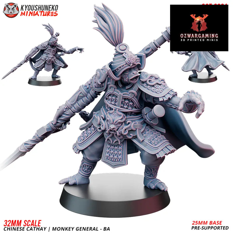 Cathay Monkey General - Ba | Kyoushuneko 28/32mm Fantasy Wargaming Miniatures Role Playing Miniatures